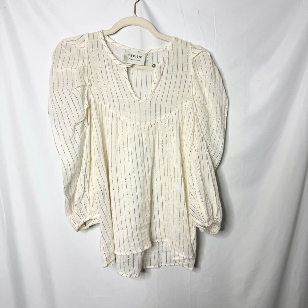 Women's CECILIE copenhagen White Gold Stripe Blouse